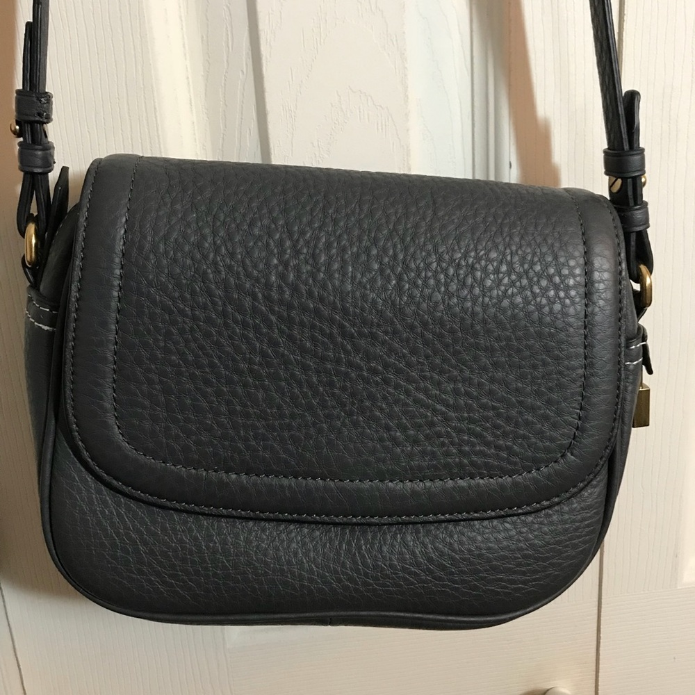 J. Crew Signet flap bag in Italian leather Gray